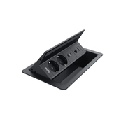 FlipUpPush noir 2x2P+T + 2 usb C&A + 2 ports RJ45 non équipé DIGITEL